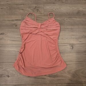 ✨ Vintage STUNNING Coquette Coral Rhinestone Mcbling Twist-Front Top Size S ✨